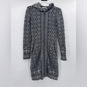 DAKINI WOOL BLEND LONG FULL ZIPPER HOODED SWEATER DRESS JACKET SIZE XS